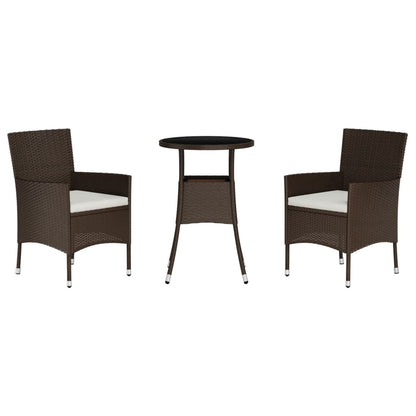 Set BistrÃƒÂ² da Giardino 3 pz con Cuscini in Polyrattan Marrone
