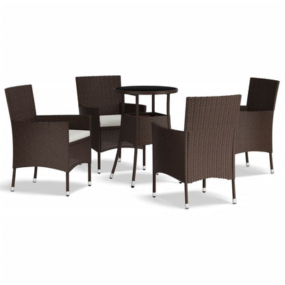 Set BistrÃƒÂ² da Giardino 5 pz con Cuscini in Polyrattan Marrone