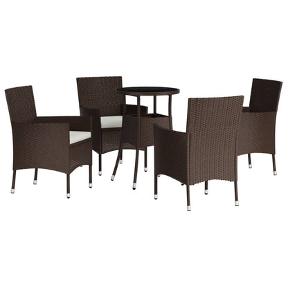 Set BistrÃƒÂ² da Giardino 5 pz con Cuscini in Polyrattan Marrone