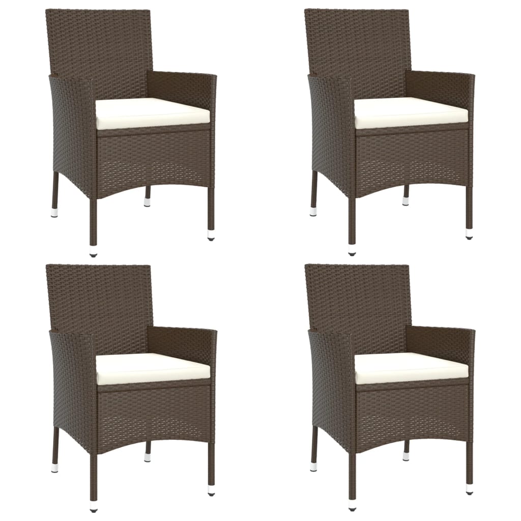 Set BistrÃƒÂ² da Giardino 5 pz con Cuscini in Polyrattan Marrone