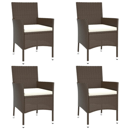 Set BistrÃƒÂ² da Giardino 5 pz con Cuscini in Polyrattan Marrone
