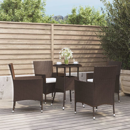 Set BistrÃƒÂ² da Giardino 5 pz con Cuscini in Polyrattan Marrone