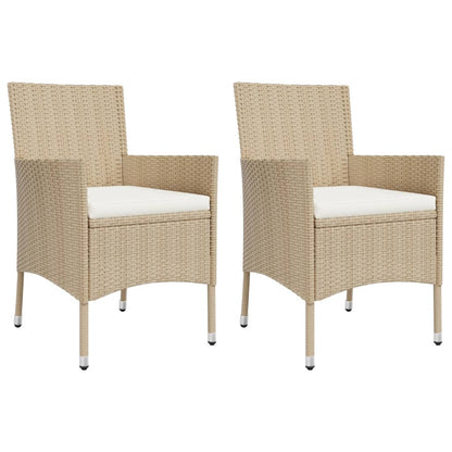Set da BistrÃƒÂ² da Giardino 3 pz con Cuscini Beige in Polyrattan