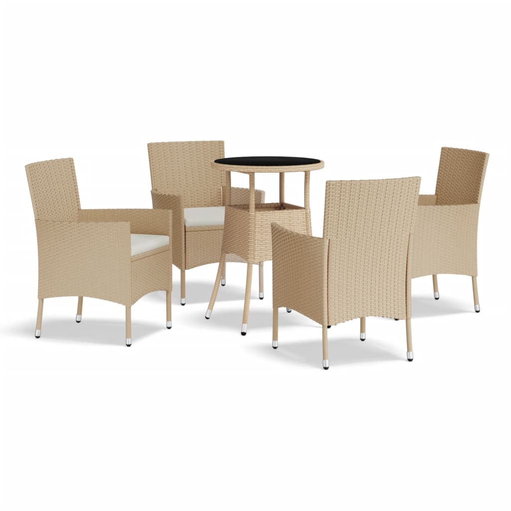 Set da BistrÃ² da Giardino 5 pz con Cuscini Beige in Polyrattan