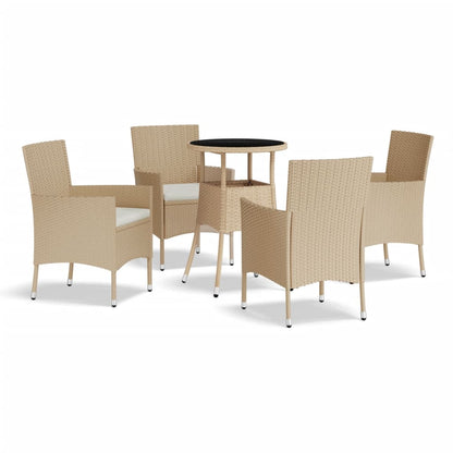 Set da BistrÃ² da Giardino 5 pz con Cuscini Beige in Polyrattan