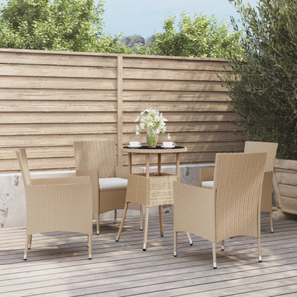 Set da BistrÃ² da Giardino 5 pz con Cuscini Beige in Polyrattan