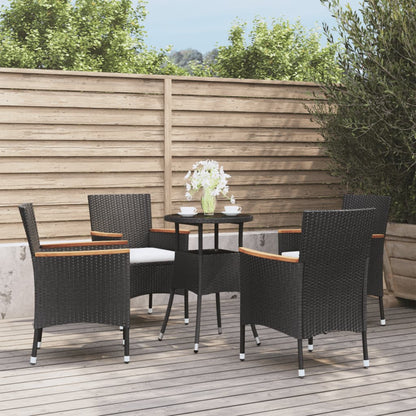Set BistrÃ² da Giardino 5 pz con Cuscini in Polyrattan Nero