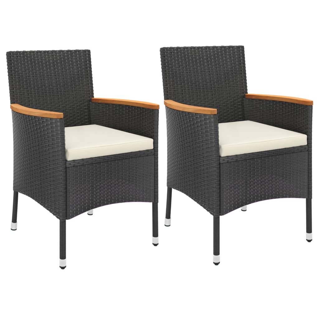 Set BistrÃ² da Giardino 3 pz con Cuscini in Polyrattan Nero