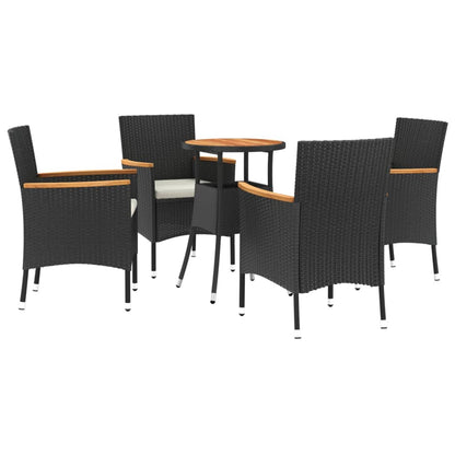 Set BistrÃ² da Giardino 5 pz con Cuscini in Polyrattan Nero