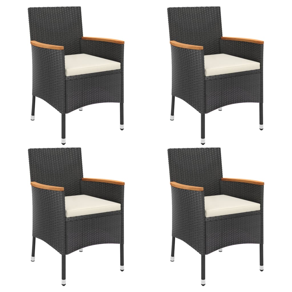 Set BistrÃ² da Giardino 5 pz con Cuscini in Polyrattan Nero