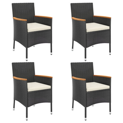 Set BistrÃ² da Giardino 5 pz con Cuscini in Polyrattan Nero