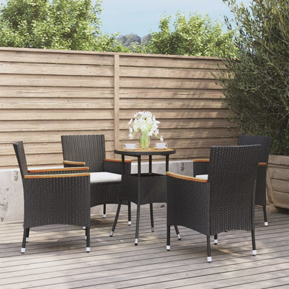 Set BistrÃ² da Giardino 5 pz con Cuscini in Polyrattan Nero
