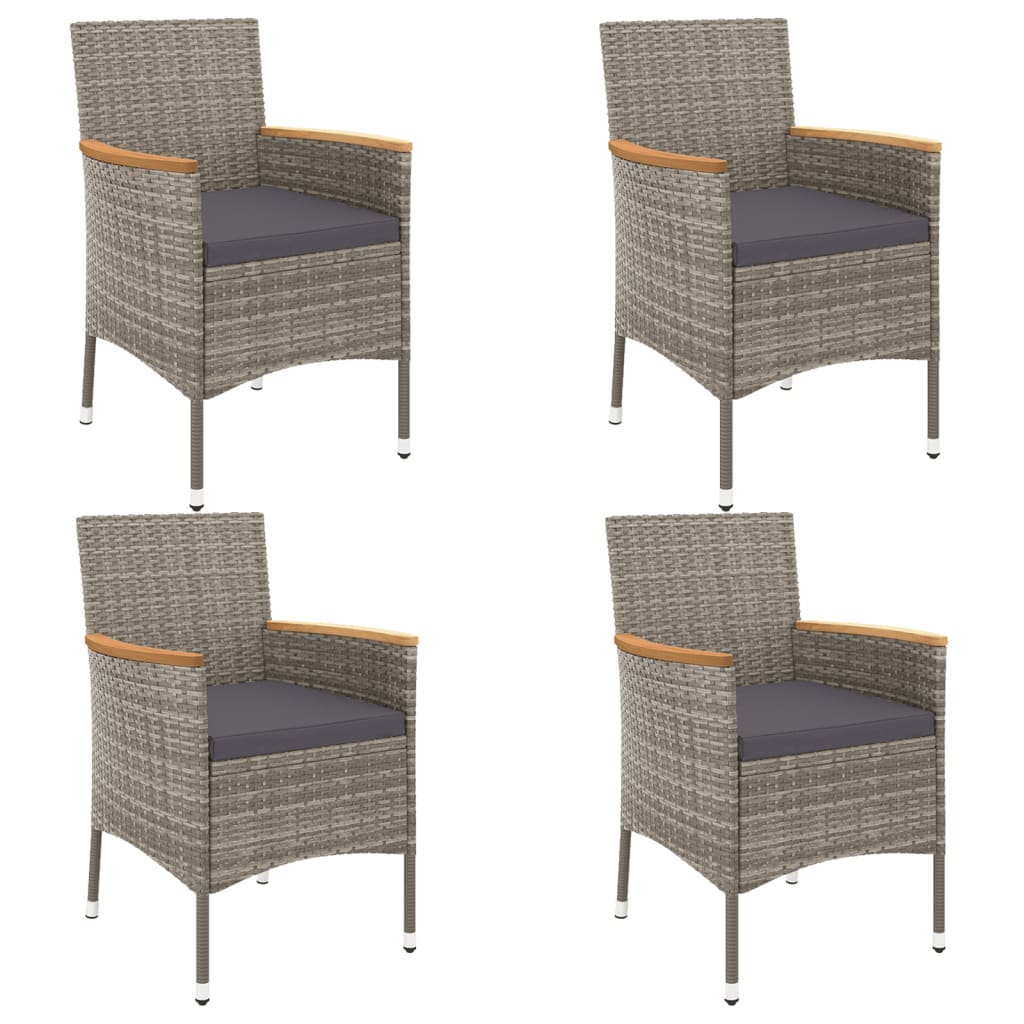 Set BistrÃƒÂ² da Giardino 5 pz con Cuscini in Polyrattan Grigio