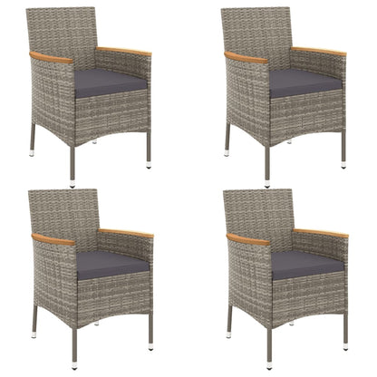 Set BistrÃƒÂ² da Giardino 5 pz con Cuscini in Polyrattan Grigio