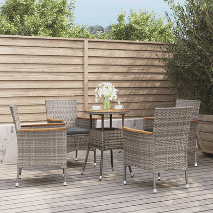 Set BistrÃƒÂ² da Giardino 5 pz con Cuscini in Polyrattan Grigio