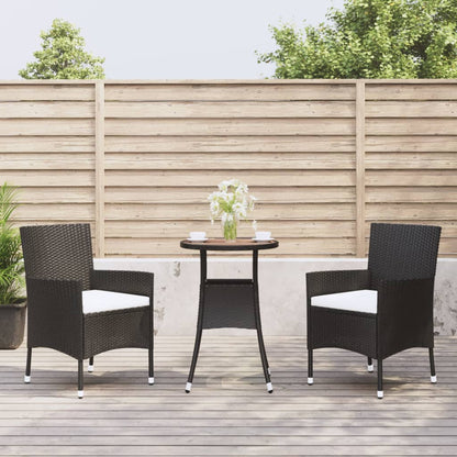 Set BistrÃ² da Giardino 3 pz con Cuscini in Polyrattan Nero