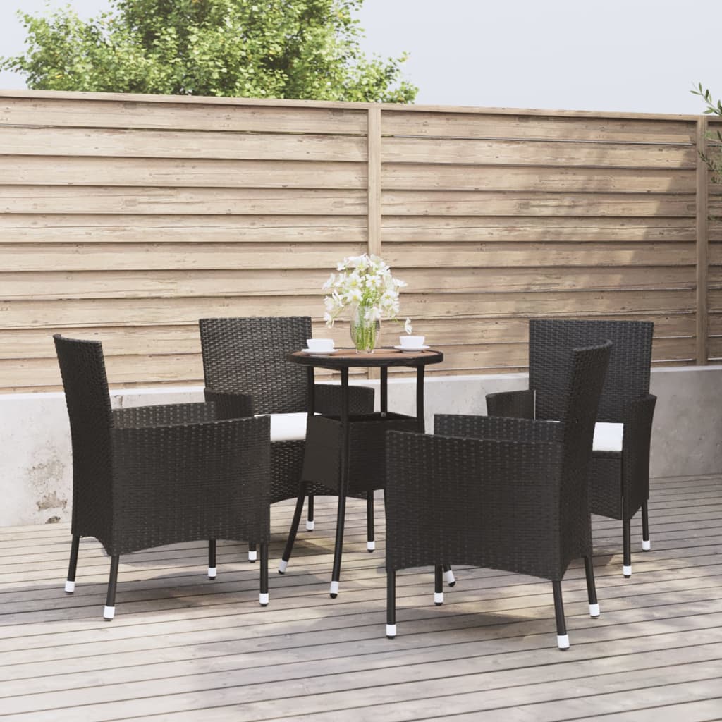 Set BistrÃ² da Giardino 5 pz con Cuscini in Polyrattan Nero