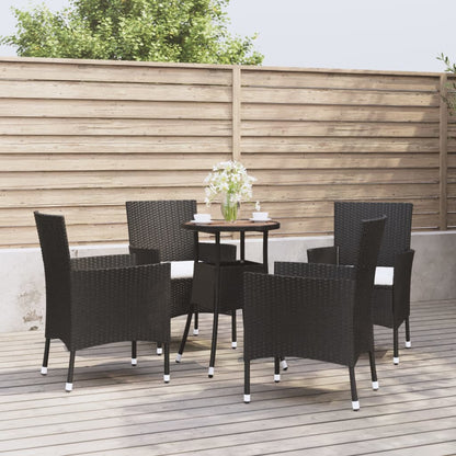 Set BistrÃ² da Giardino 5 pz con Cuscini in Polyrattan Nero