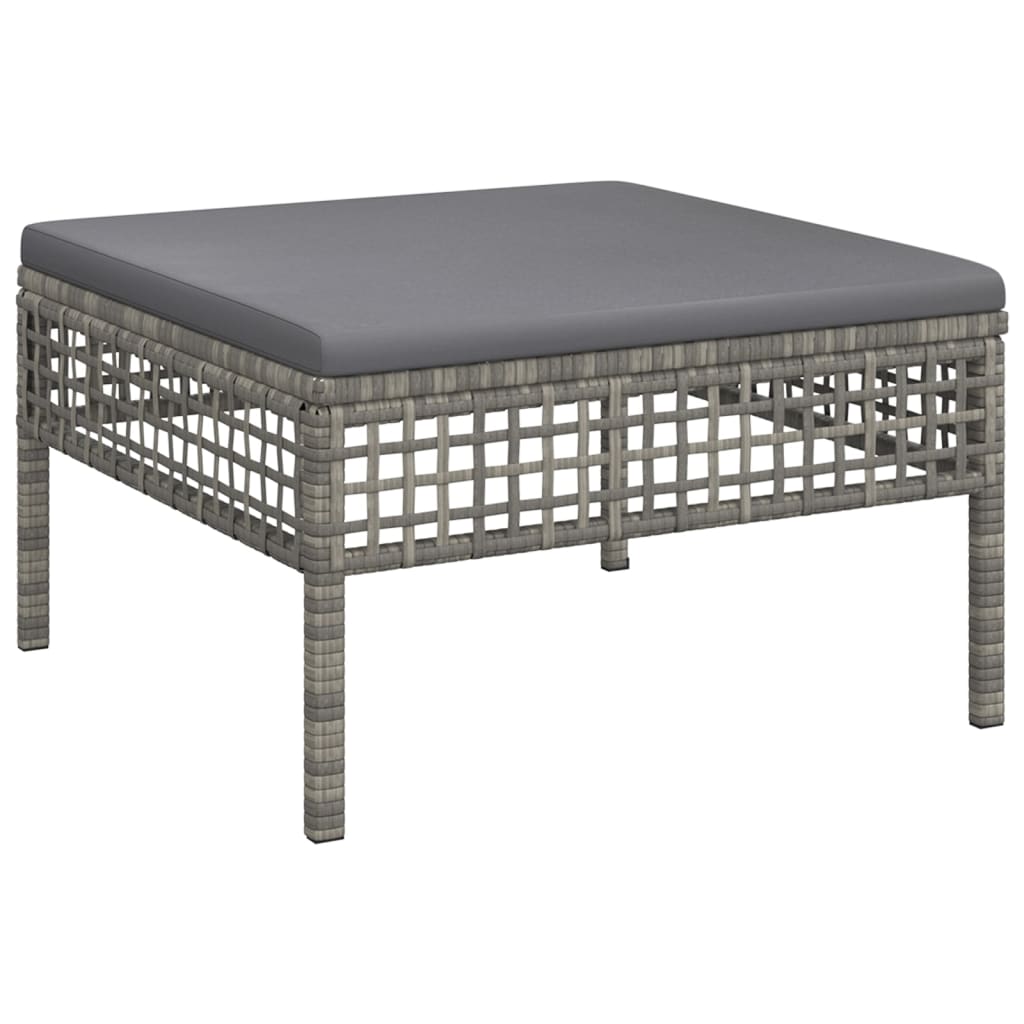 Set Divani da Giardino 3 pz con Cuscini in Polyrattan Grigio