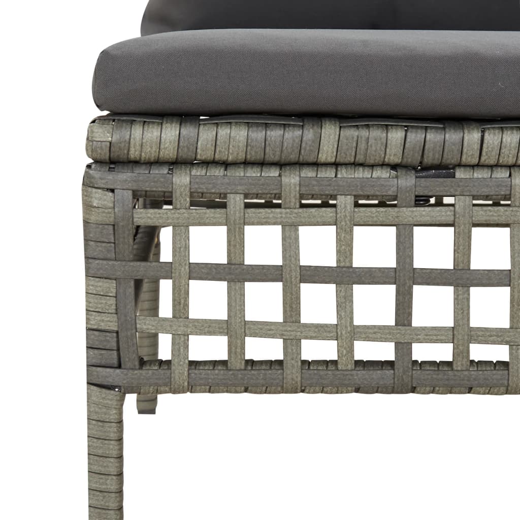 Set Divani da Giardino 3 pz con Cuscini in Polyrattan Grigio