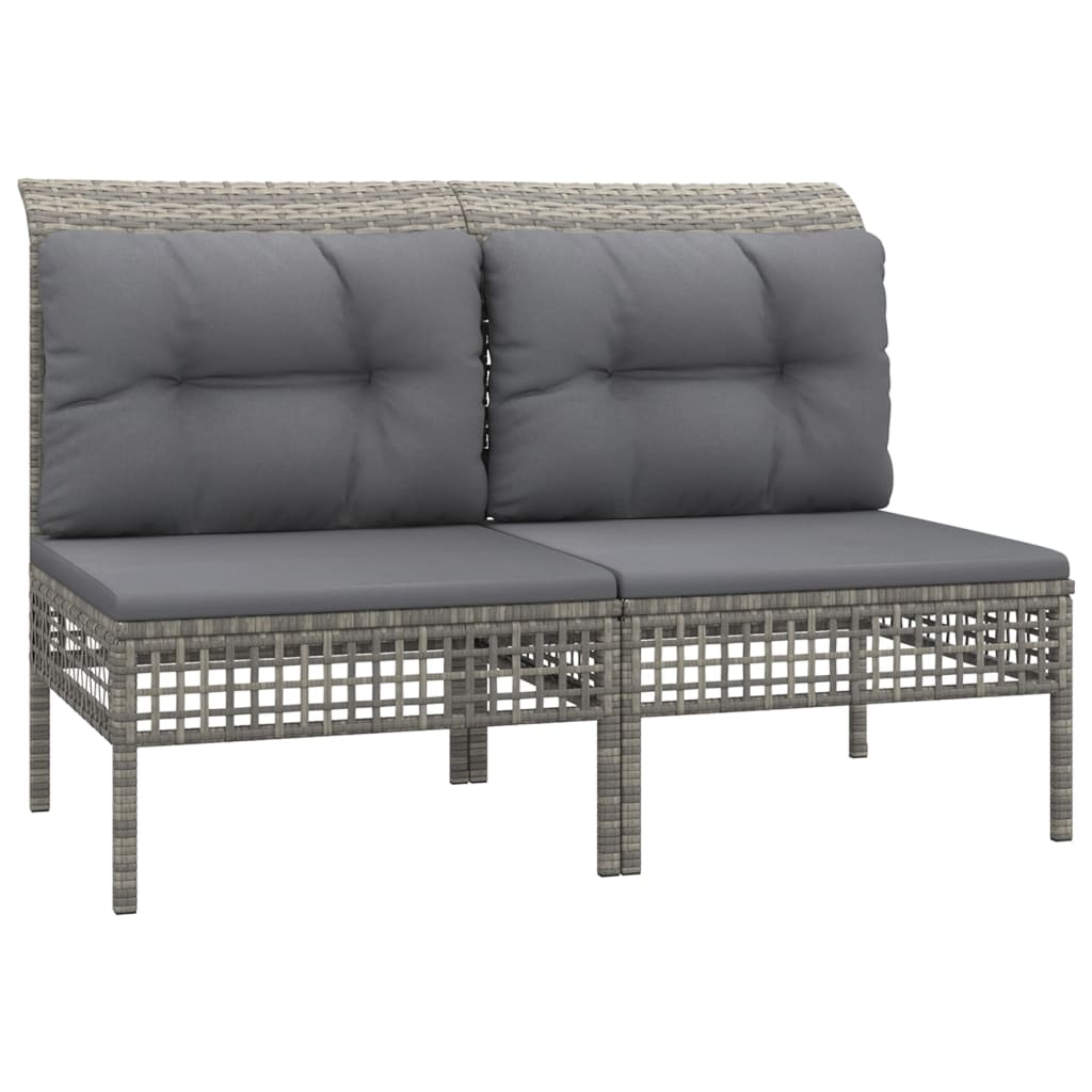 Set Divani da Giardino 7 pz con Cuscini in Polyrattan Grigio