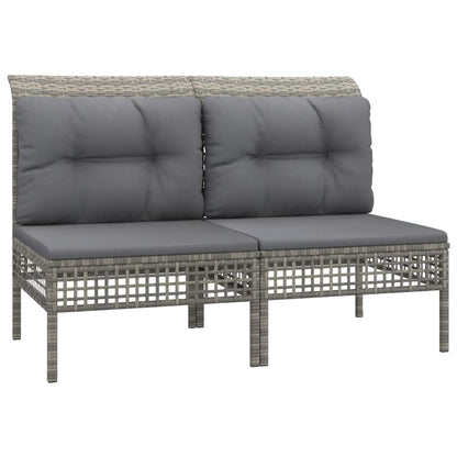 Set Divani da Giardino 7 pz con Cuscini in Polyrattan Grigio