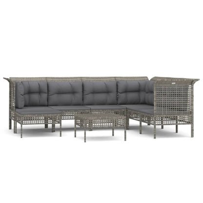 Set Divani da Giardino 8 pz con Cuscini in Polyrattan Grigio