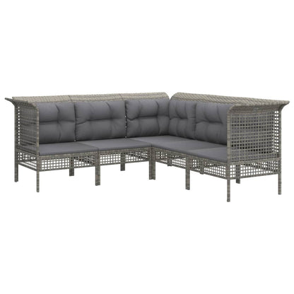 Set Divani da Giardino 8 pz con Cuscini in Polyrattan Grigio
