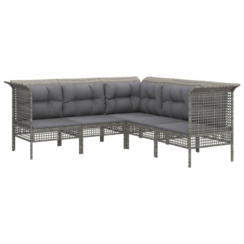 Set Divani da Giardino 10 pz con Cuscini in Polyrattan Grigio