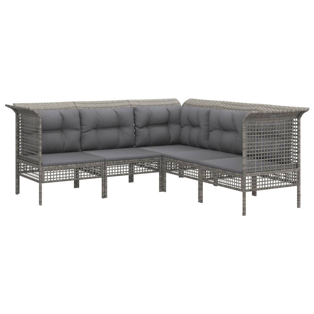 Set Divani da Giardino 10 pz con Cuscini in Polyrattan Grigio
