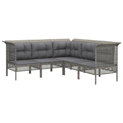 Set Divani da Giardino 10 pz con Cuscini in Polyrattan Grigio