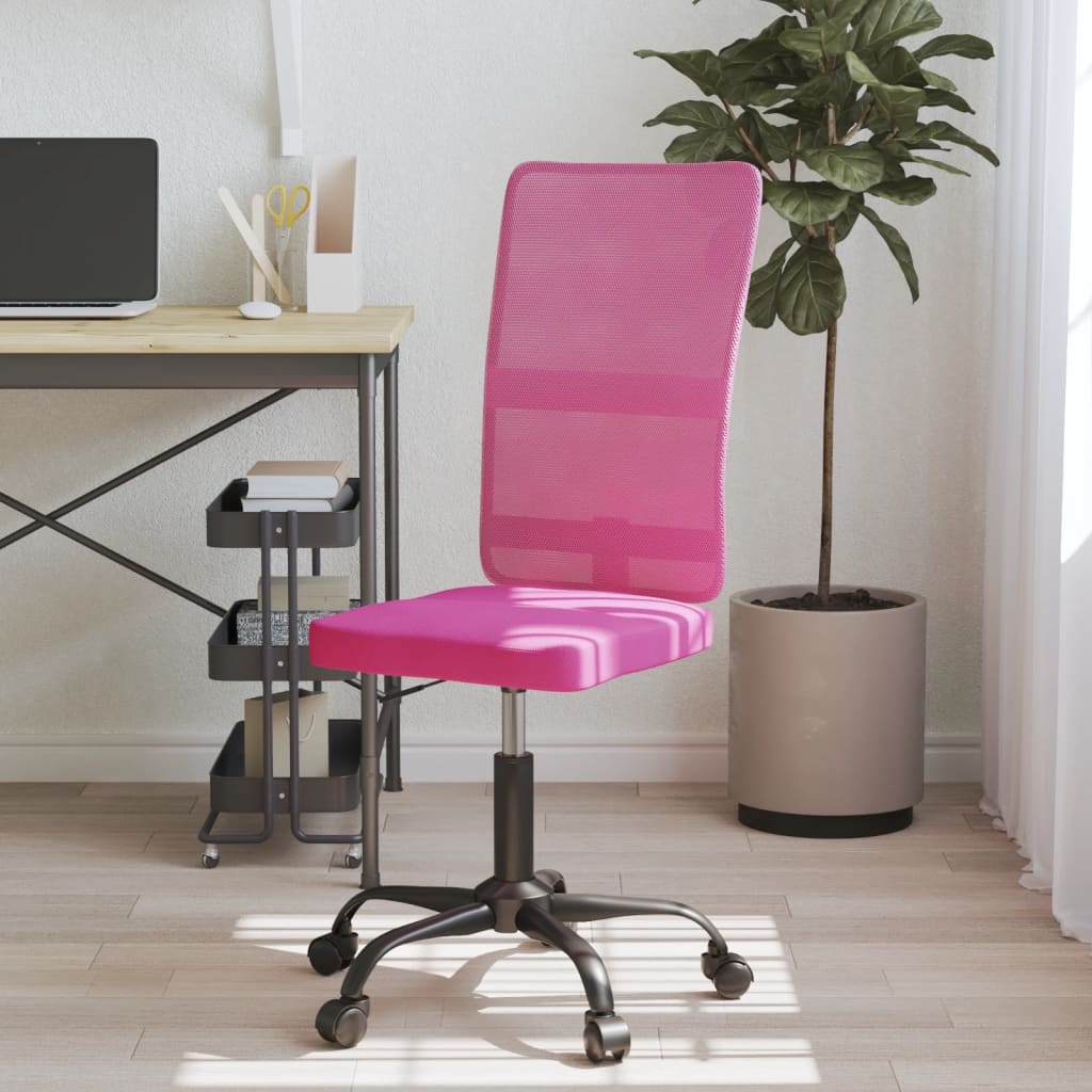 Sedia da Ufficio Altezza Regolabile Rosa in Tessuto a Rete