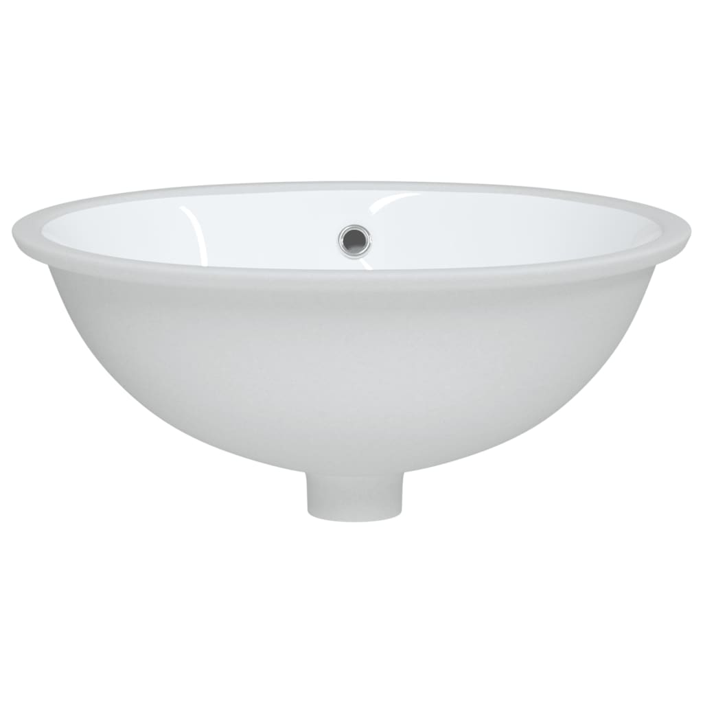 Lavandino da Bagno Bianco 47x39x21 cm Ovale in Ceramica