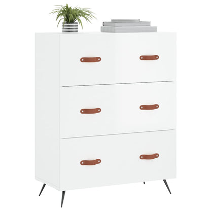 Cassettiera Bianco Lucido 69,5x34x90 cm in Legno Multistrato