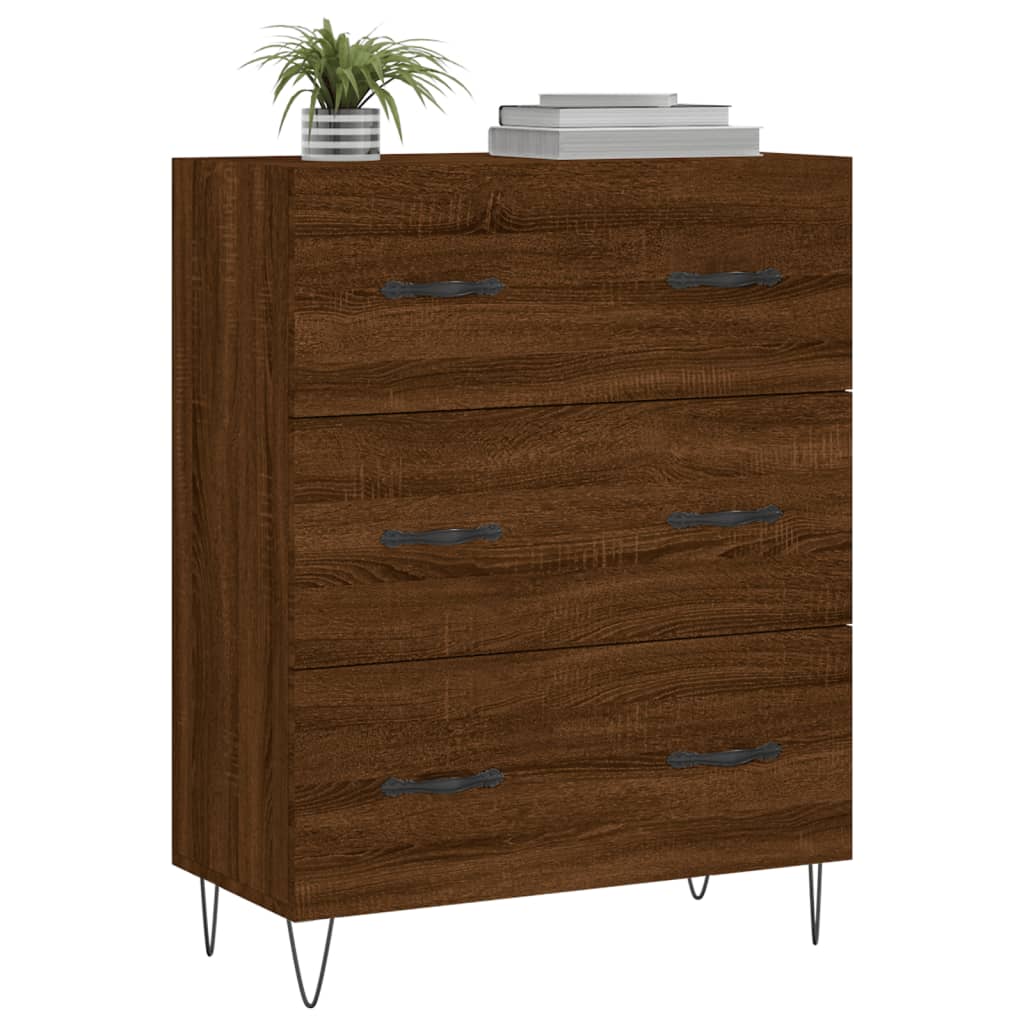 Credenza Rovere Marrone 69,5x34x90 cm in Legno Multistrato
