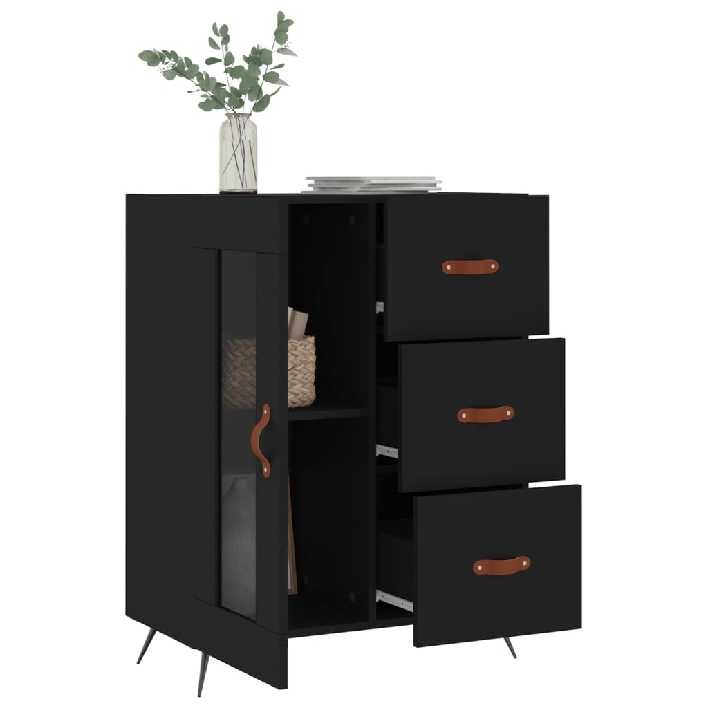 Credenza Nera 69,5x34x90 cm in Legno Multistrato