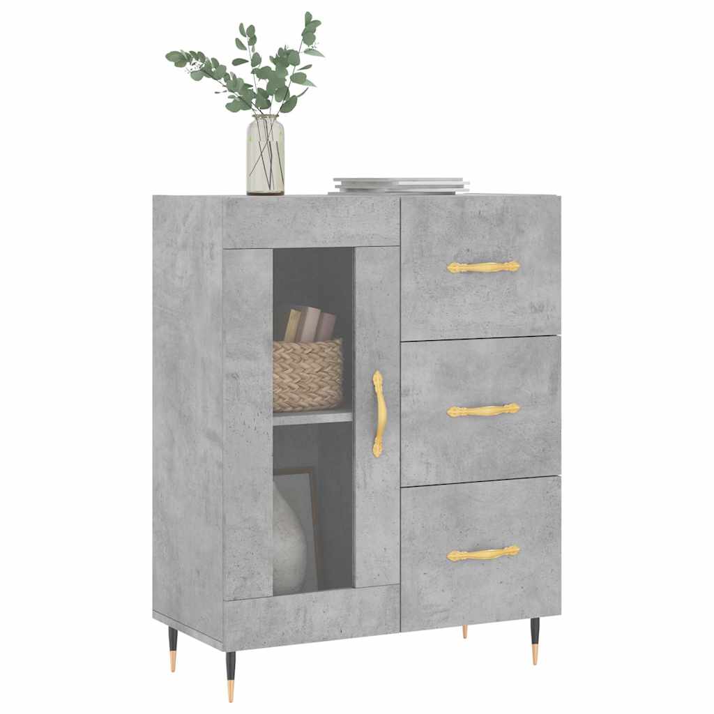 Credenza Grigio Cemento 69,5x34x90 cm in Legno Multistrato