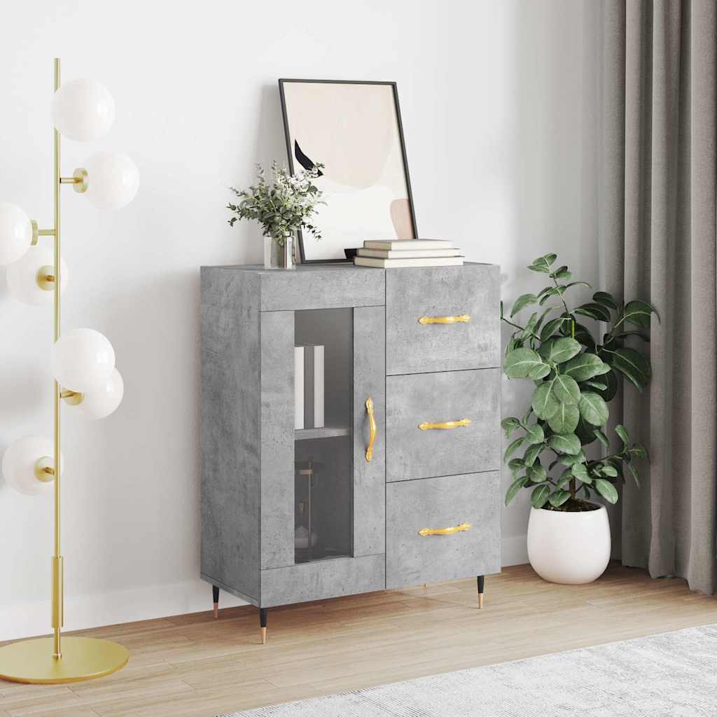 Credenza Grigio Cemento 69,5x34x90 cm in Legno Multistrato