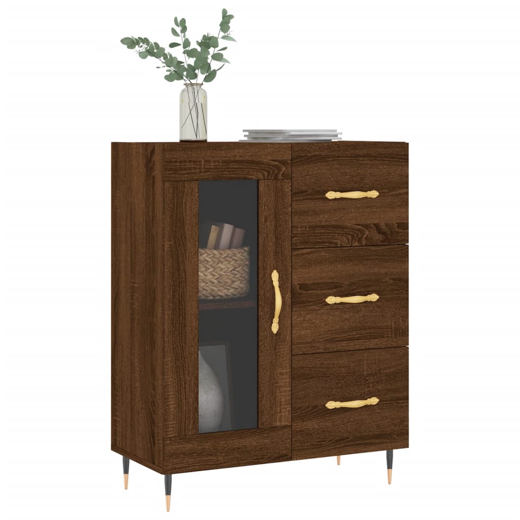 Credenza Rovere Marrone 69,5x34x90 cm in Legno Multistrato