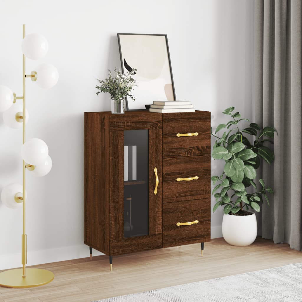 Credenza Rovere Marrone 69,5x34x90 cm in Legno Multistrato