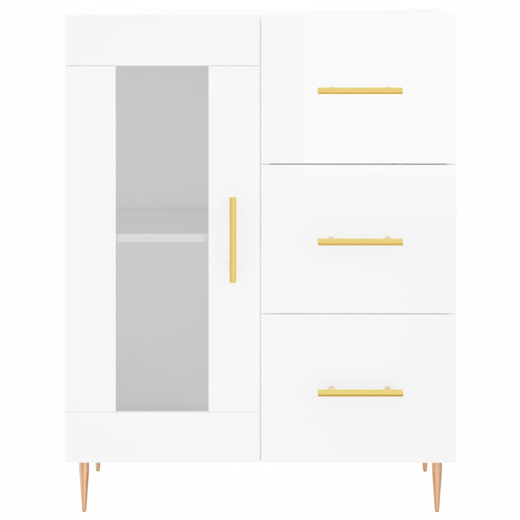 Credenza 69,5x34x90 cm in Legno Multistrato Bianco Lucido