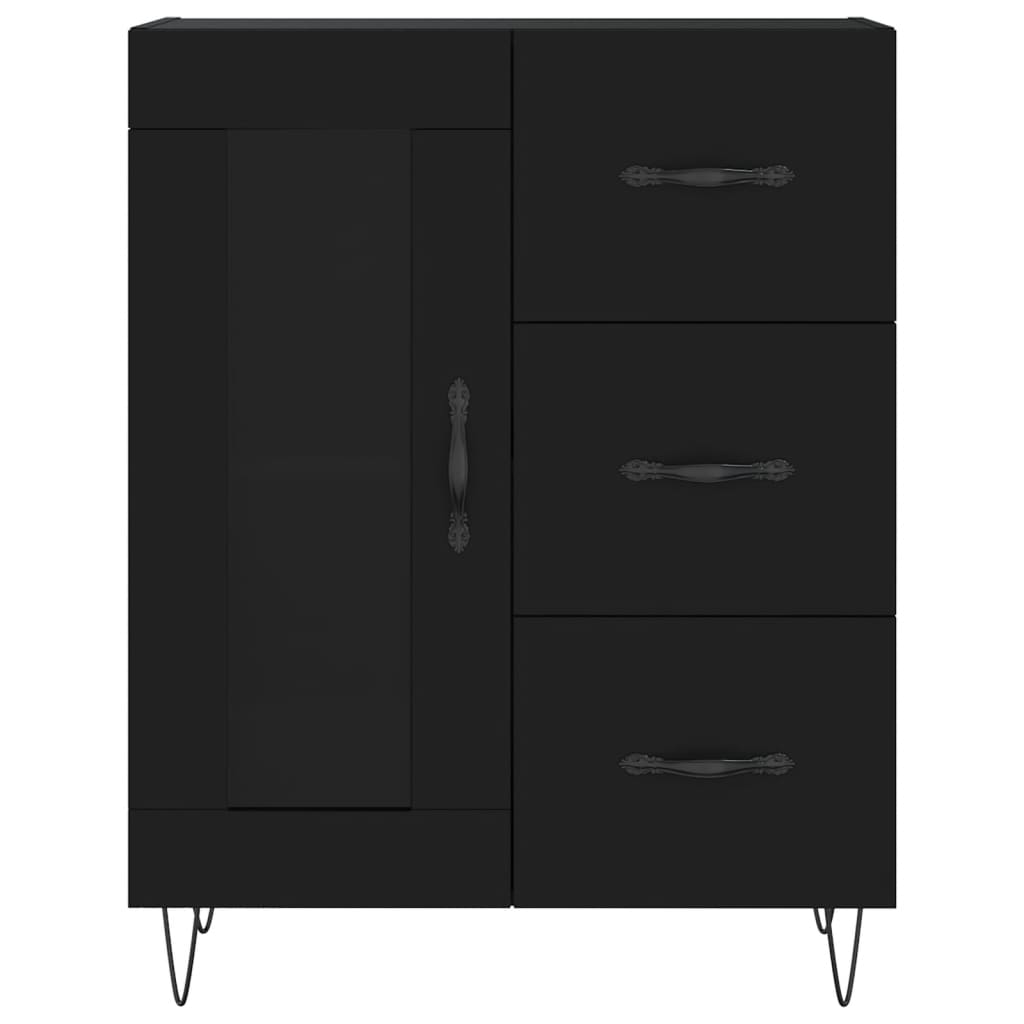 Credenza Nera 69,5x34x90 cm in Legno Multistrato