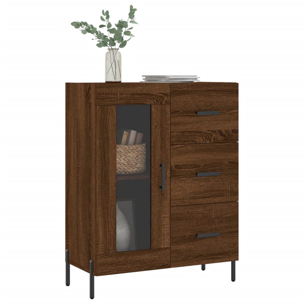 Credenza Rovere Marrone 69,5x34x90 cm in Legno Multistrato