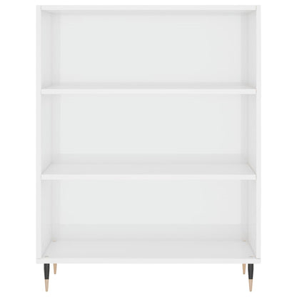 Libreria Bianco Lucido 69,5x32,5x90 cm in Legno Multistrato