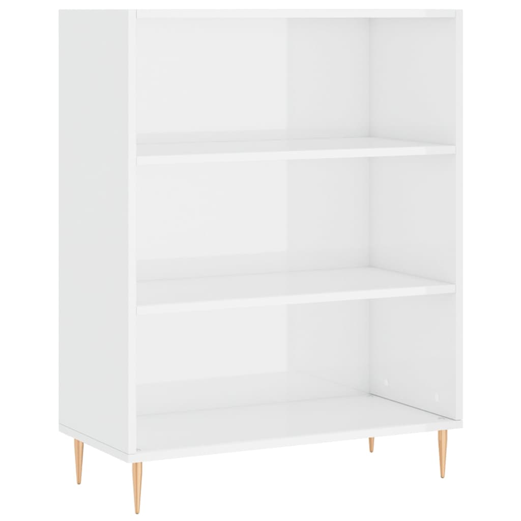 Libreria Bianco Lucido 69,5x32,5x90 cm in Legno Multistrato