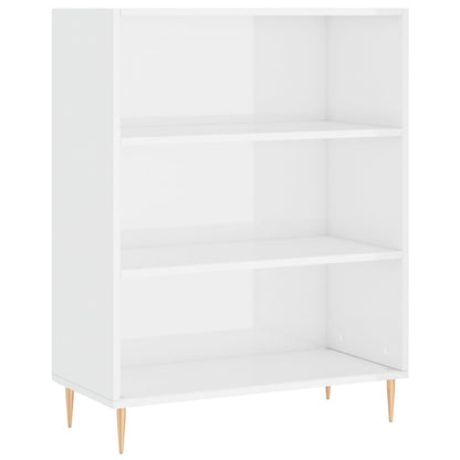 Libreria Bianco Lucido 69,5x32,5x90 cm in Legno Multistrato