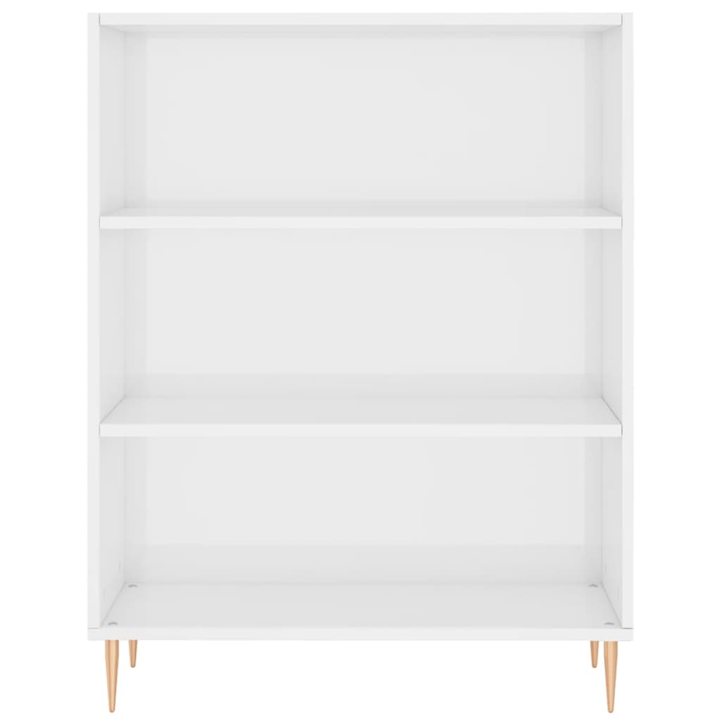 Libreria Bianco Lucido 69,5x32,5x90 cm in Legno Multistrato