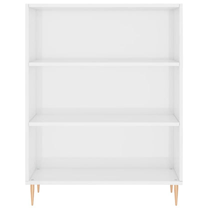 Libreria Bianco Lucido 69,5x32,5x90 cm in Legno Multistrato