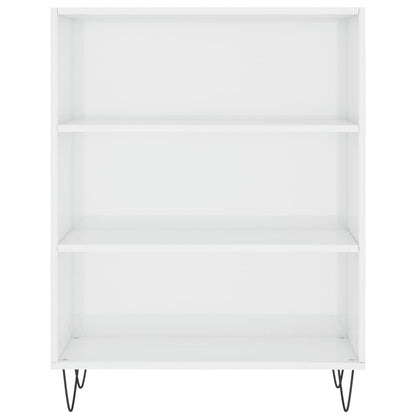 Libreria Bianco Lucido 69,5x32,5x90 cm in Legno Multistrato