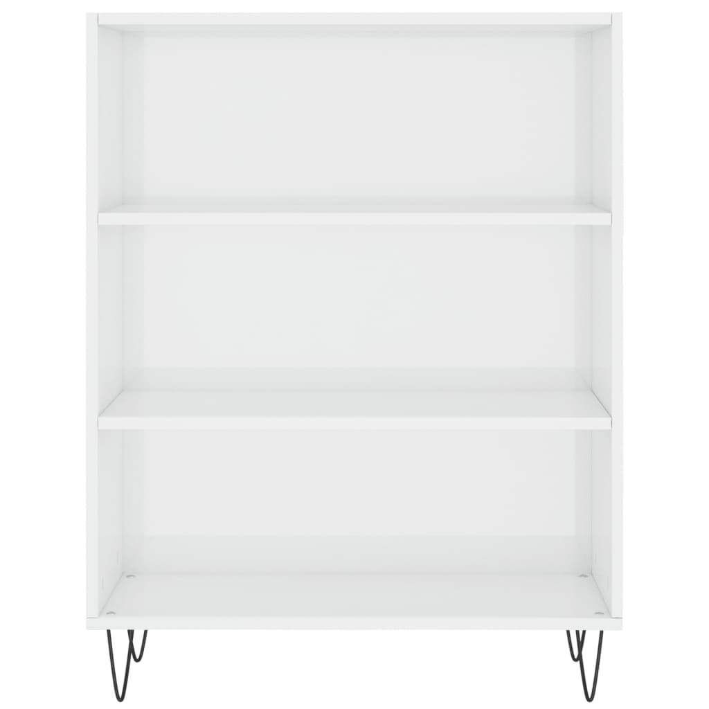Libreria Bianco Lucido 69,5x32,5x90 cm in Legno Multistrato